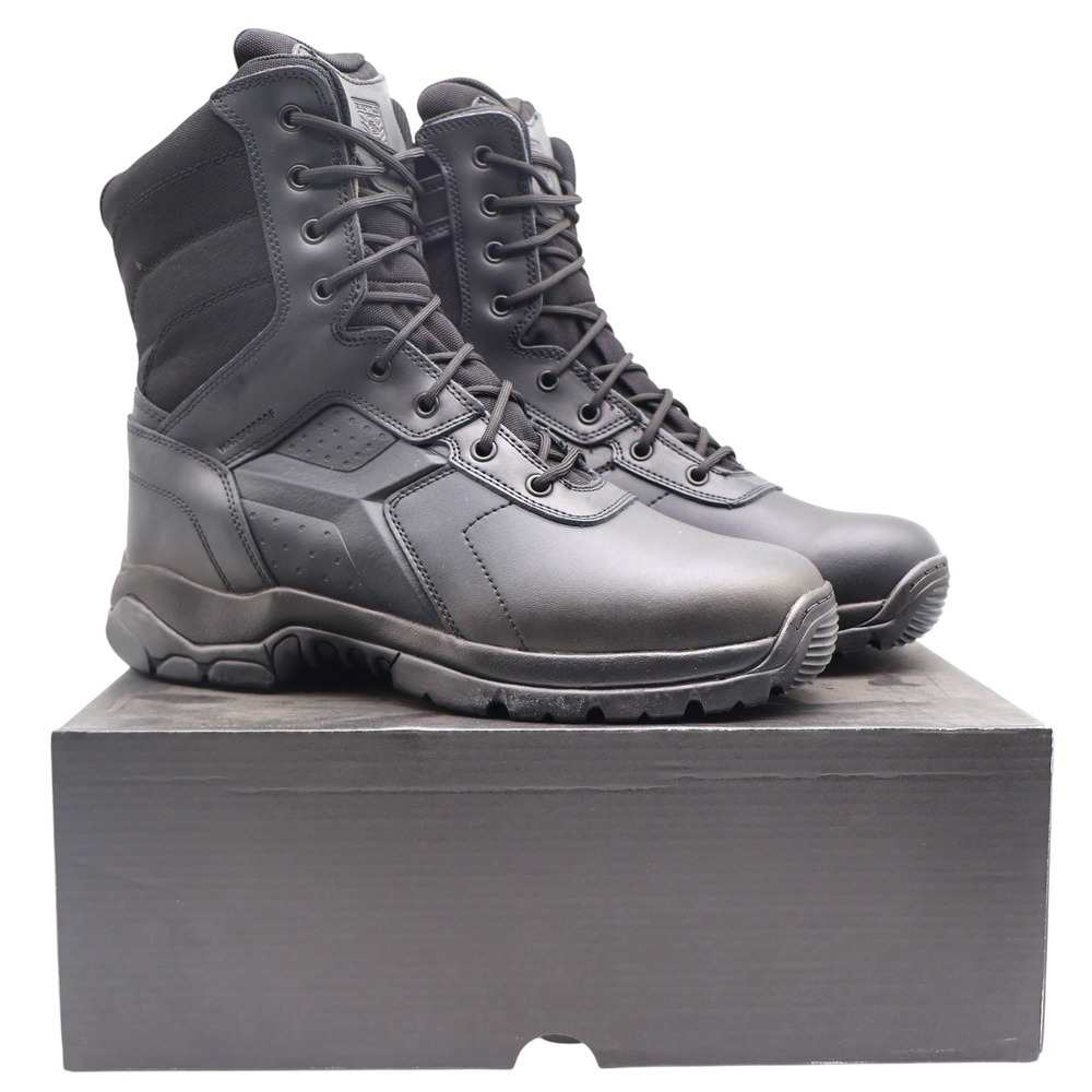 Battle Ops Tactical Boot Mens 10.5 Waterproof Side Zip Black Leather BOPS8001